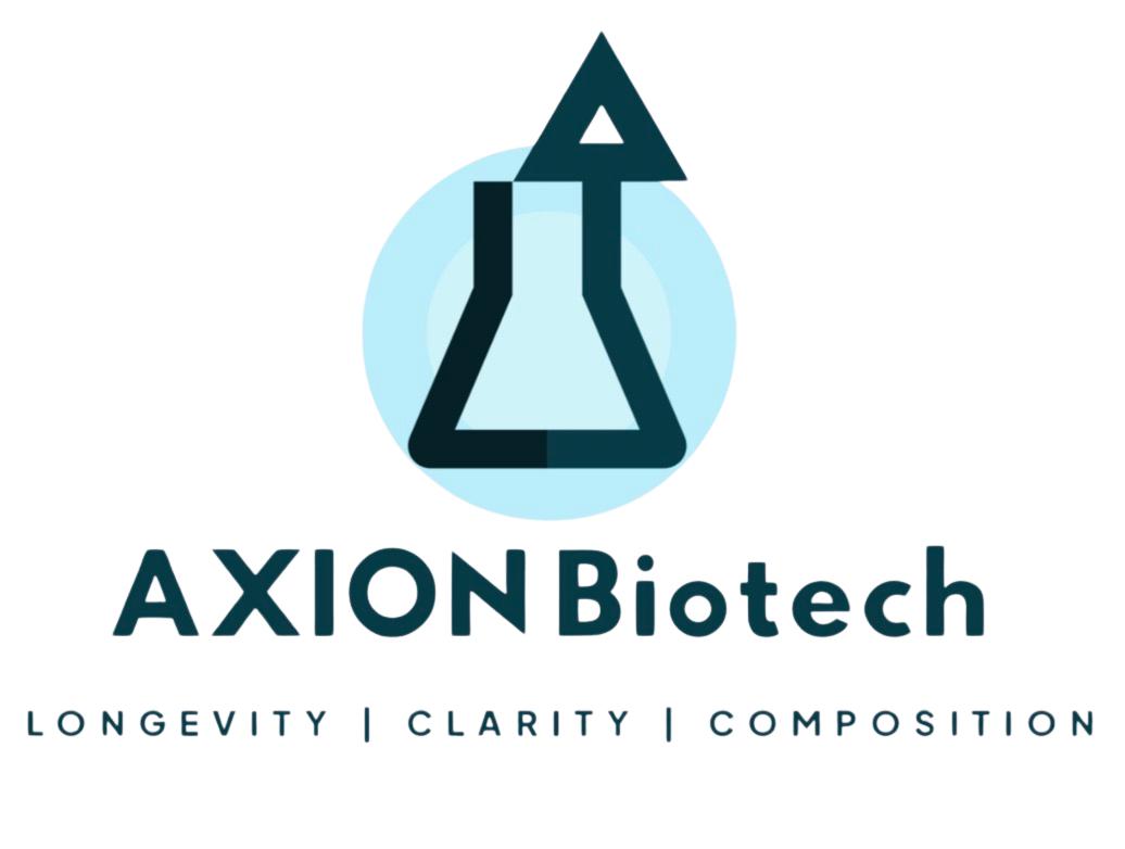 Axion Biotech logo and the words Longevity, Clarity, Composition
